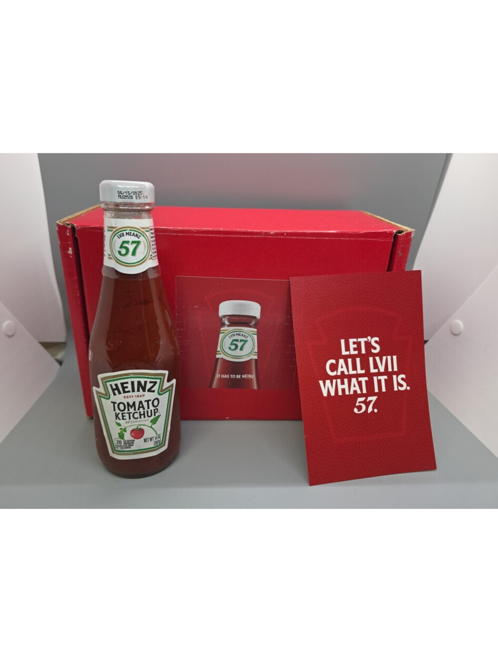 Heinz 57 LVII Super Bowl Ketchup Promotional Glass Bottle- EXPIRED- COLLECTIBLE